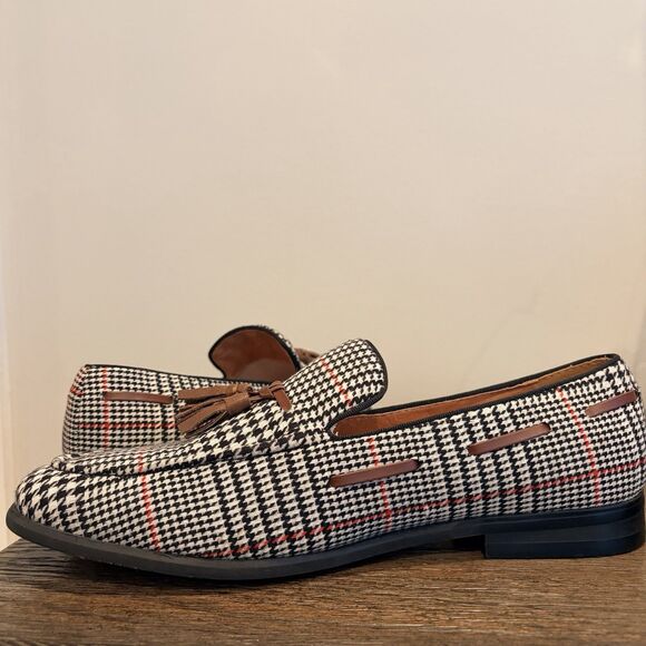 Men\'s Elanroman Houndstooth Tassel Loafers Slip On Dress Shoes Size 12 UK 45 main image 9